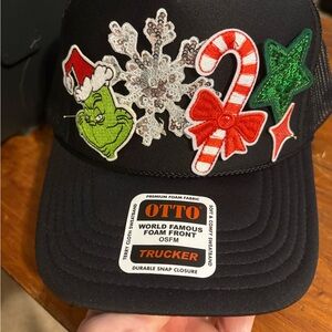 OTTO Black Trucker Hat with Holiday Patches